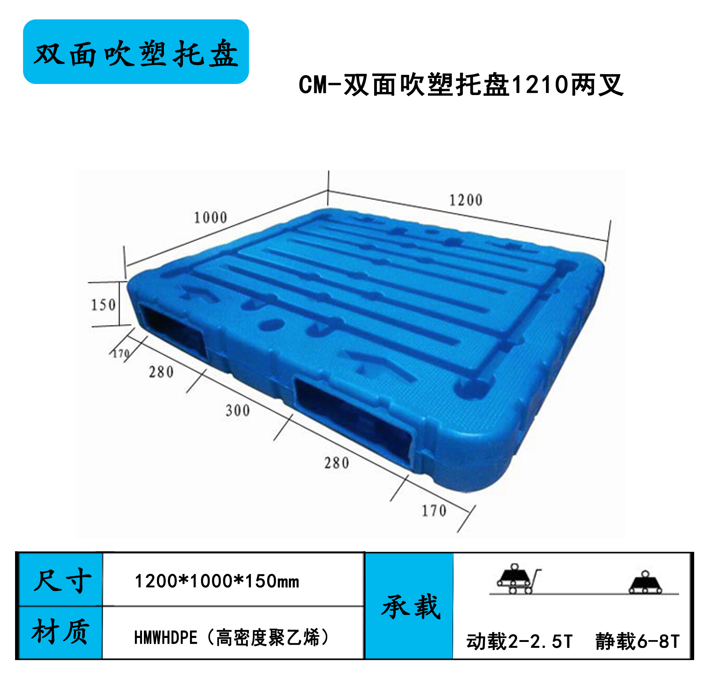 1210兩叉雙面吹塑托盤
